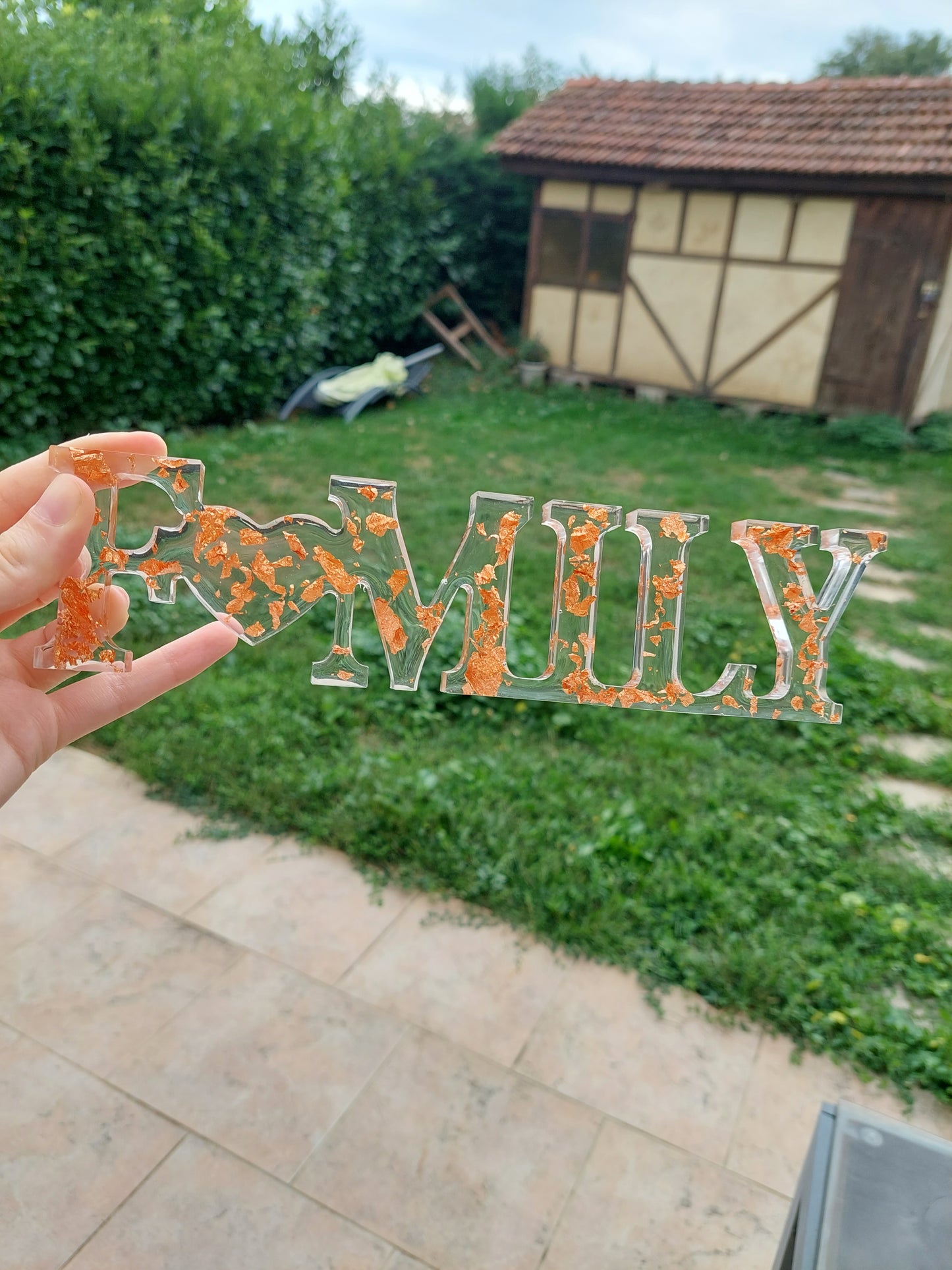 Family transparent feuilles cuivrées