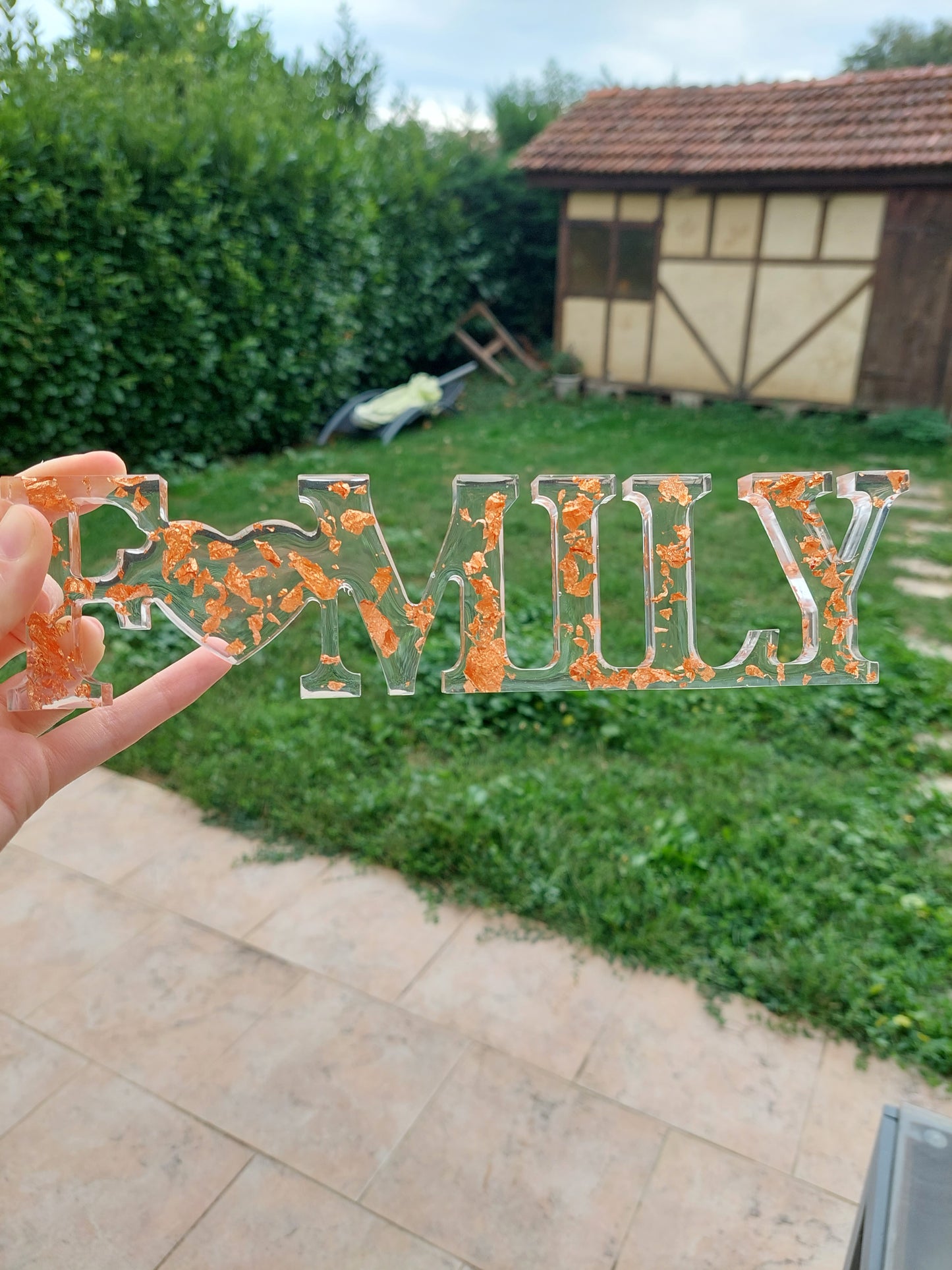 Family transparent feuilles cuivrées